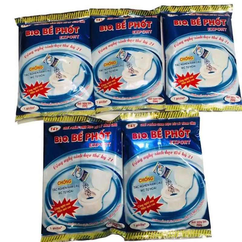 5 Gói Men Vi Sinh Xử Lý Bể Phốt Bio Gói 250g Chống Hôi Chống Đầy Chống Tắc Giúp Phân Hủy Cặn Bã Hữu Cơ Trong Bể Phốt Hố Gas Bảo Vệ Môi Trường Làm Sạch