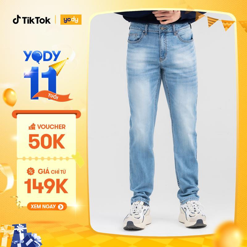 YODY Quần Jeans Nam Slim Fit Ống Côn Coolmax QJM7023