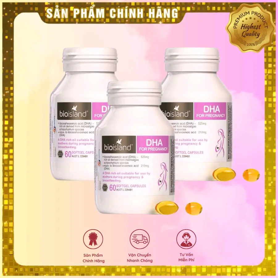 Viên uống bổ sung DHA cho mẹ bầu Bioisland lọ 60 viên Úc
