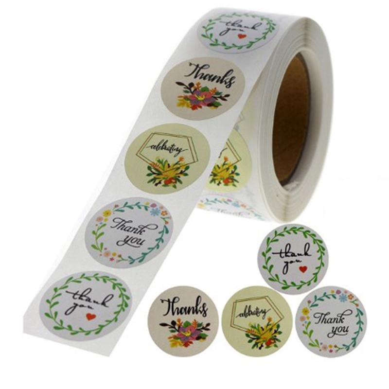 Nhãn Dán "Thank You", 500 Cái / cuộn, Thích Hợp Cho Nhãn Con Dấu, Sổ Lưu Niệm, Nhãn Dán Kraft, Dùng Làm Bánh, Chữ J 6