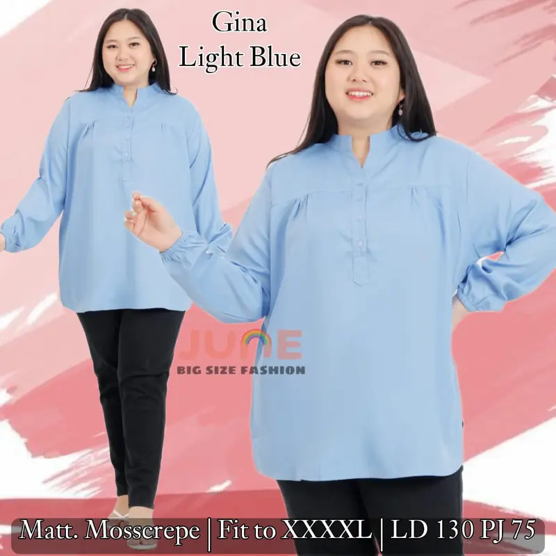 JUNE -  ATASAN JUMBO WANITA LD 130 / BAJU JUMBO WANITA / BAJU KERJA JUMBO WANITA 4XL / ATASAN BIG SIZE WANITA / BAJU JUMBO WANITA SIZE XXXXL / BAJU WANITA UKURAN BESAR MUAT HINGGA BB 100 + 2