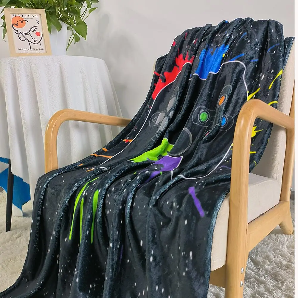 Creative Throw Blanket (1 Piece), Colorful Gaming Console Print Soft Flannel Blankets, Comfortable Flannel Blanket for Couch Sofa & Bed, Winter Bedroom Accessories, Suitable for Boys