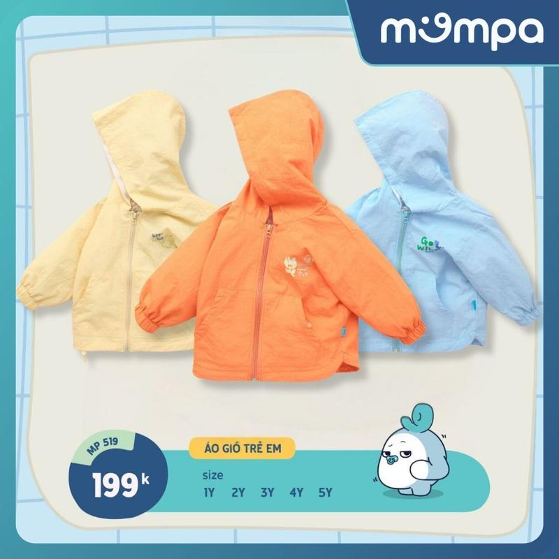 Áo khoác cho bé Mompa 1 - 5 tuổi vải gió 2 lớp chống bụi bẩn vải lót lưới mềm mại Jacket 519
