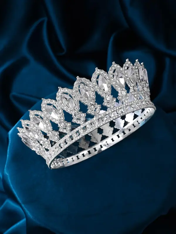 Rhinestone Decorated Crown Tiara for Wedding, Bridal Party Favor, Elegant Bridal Headwear for Wedding Bridal Party Formal Occasions 6