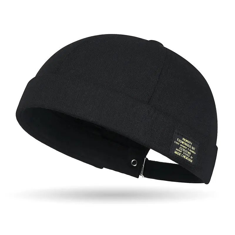 Spring Collection Hip-Hop Style Brimless Docker Cap - Adjustable, Versatile, Polyester Blend, Available in Black and More Colors, Machine Washable
