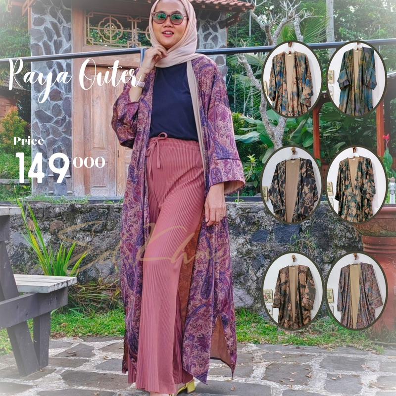 Product Introduction of kardigan jumbo raya long outer bigsize motif bunga 6