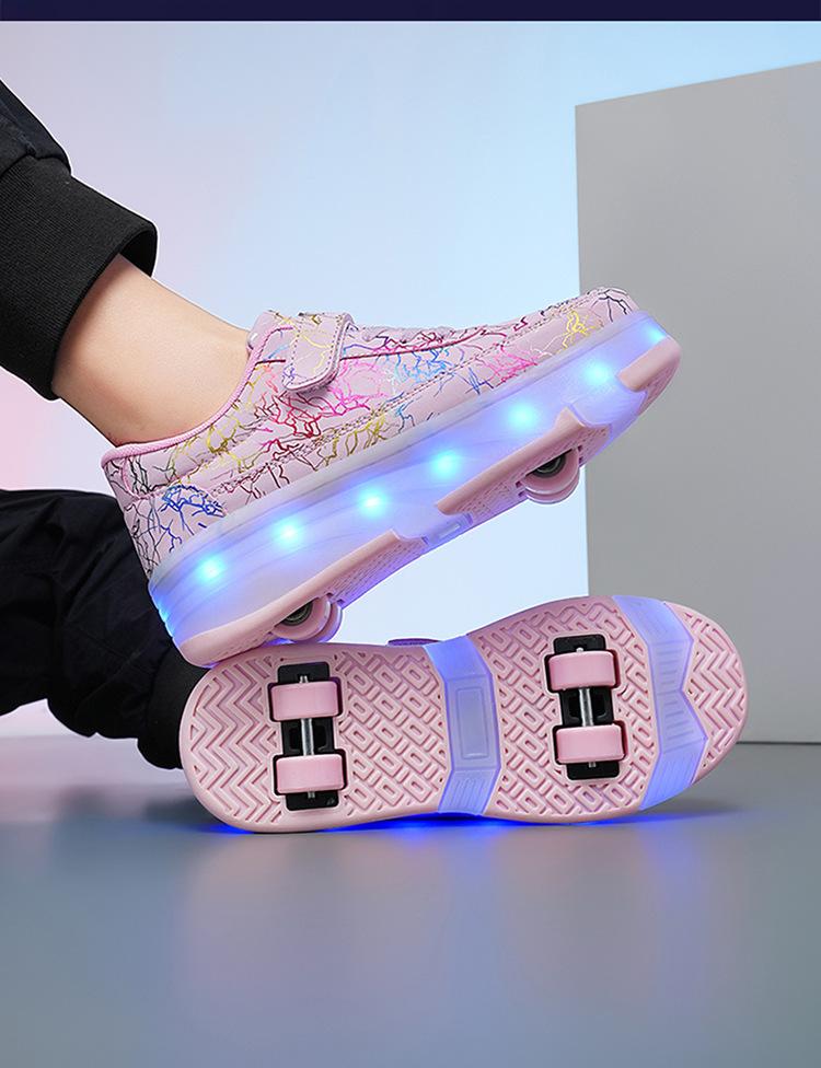 Product Introduction of In Stock Children Heelys Detachable Skate Shoes Boys and Girls Roller Skates Children Heelys New Boys Walking Shoes Four-Wheel Girls Rollerskate Double Row Skates in Stock 14