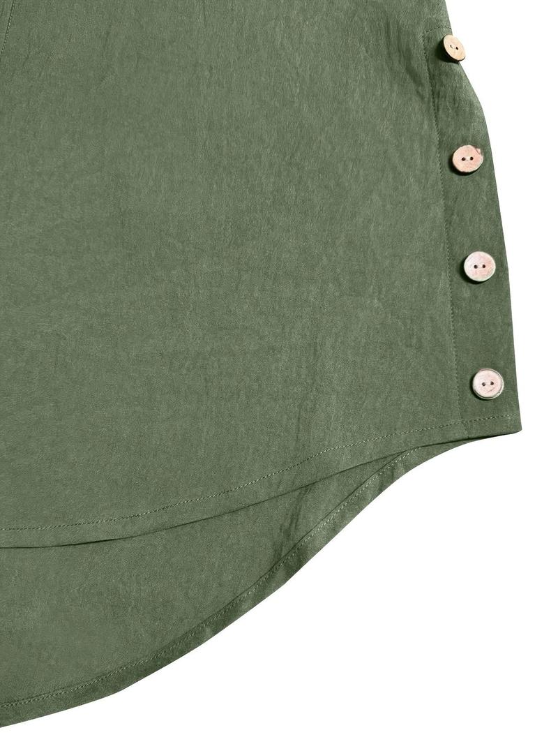 Product Introduction of Women's Plain Collared Button Front Shirt, Casual Elegant Long Sleeve Shirt for Daily Wear, Ladies Clothes for All Seasons 5