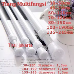 Tiang Tongkat fleksibel ajaib multifungsi serbaguna kolong dapur kamar mandi jemuran Besi Aluminium Dapat disesuaikan Dapat diperluas Kamar mandi Aluminium