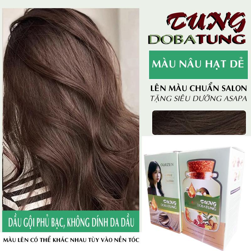 NHUỘM NÂU HẠT DẺ Hộp 10 gói 20ml Bubble Dầu gội phủ bạc không kích ứng Nhuộm Tóc Đổi Màu Tóc Nữ Dưỡng Tóc