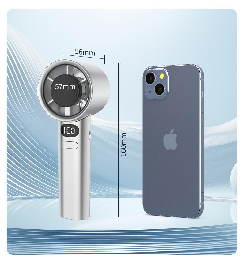 Portable Silent Chargeable Fan Small Handheld Fan Portable Compact Travel Fan Mini Fan USB Rechargeable Fan Handheldfan LED Digital Display Handheld Fan