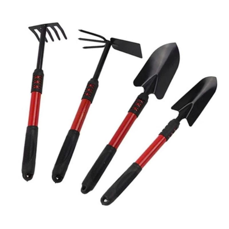  Bộ 4 món dụng cụ làm vườn tay cầm bọc cao su chắc chắn siêu tiện dụng gồm cuốc xẻng cào đất----- 