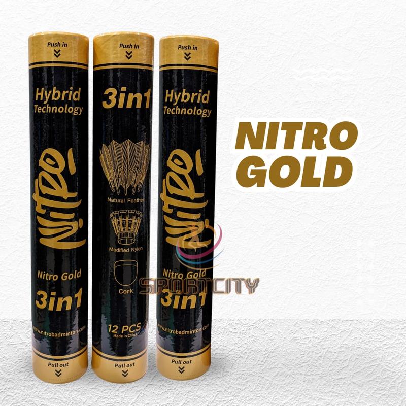 Shuttlecock  Cock Badminton 3 IN 1 Nitro Gold / Alpha Black / Alpha Eco White Original 5