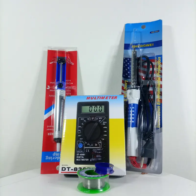solder amerika 40watt paket lengkap 5pcs (solder amerika 40watt+sedotan timah+timah 5meter+multitester/multimeter+pasta 2