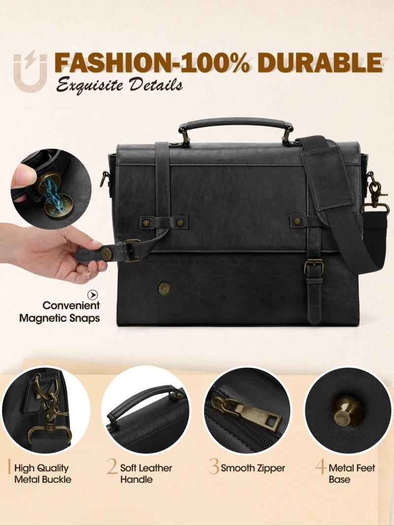Product Introduction of Men's Elegant Vintage Solid Color Briefcase, Fashionable Large Capacity Laptop Bag, Casual Trendy Versatile High-quality Daily Commuting Bag 8