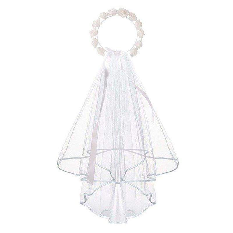 Product Introduction of Romance Flower Headdress Wedding Headband with Veil Trend Bride Party Headdress 37