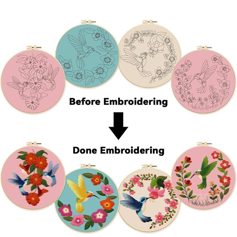 Floral Pattern Cross Stitch Set, 4 Counts Cute Spring DIY Cross Stitch Set for Adult Birthday Gifts [Random Color Embroidery Tools] 6