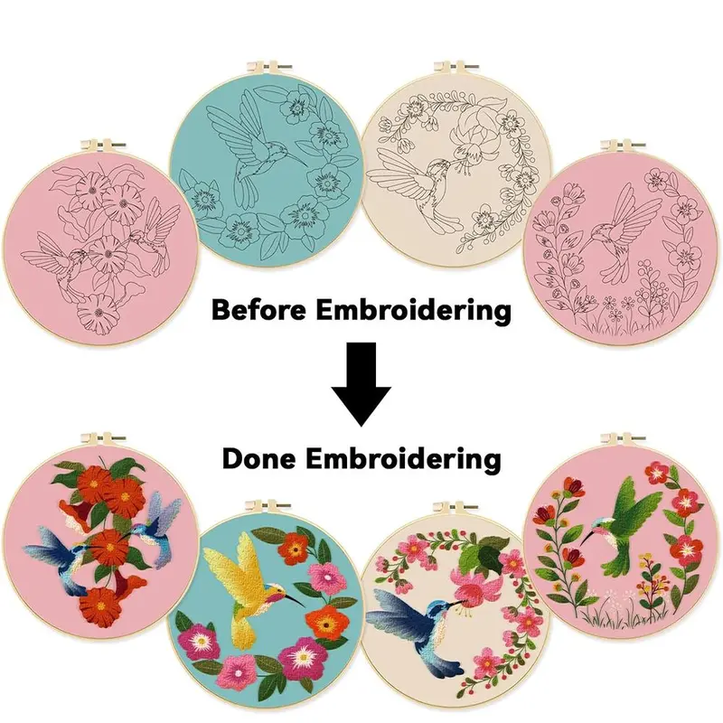 Floral Pattern Cross Stitch Set, 4 Counts Cute Spring DIY Cross Stitch Set for Adult Birthday Gifts [Random Color Embroidery Tools] 6