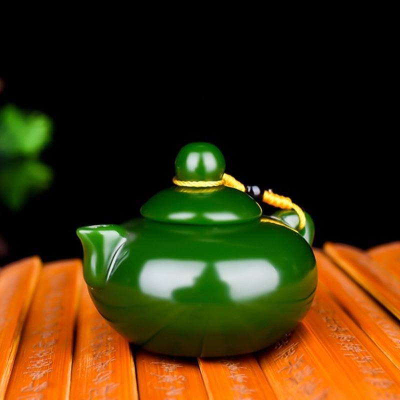 Product Introduction of Colorful jade white jade jasper teapot hand handle piece chicken blood jade pot hand play piece handle pot small wine pot play piece pendant 2