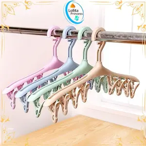 Hanger Baju Jepitan 8IN1 / Gantungan Jemuran Baju Plastik Tebal / Hanger Kaos Kaki / Gantungan Pakaian Dalam   C281