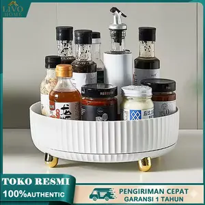 Livohome Rak Putar Bumbu 360° Viral Diameter 28cm MUAT BANYAK 20+ Botol Gampang Ambil Plastik Premium Food Grade Garansi 1 Tahun Desain Malas Hemat Ruang