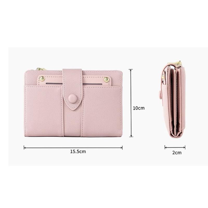 Product Introduction of Fashion Zipper Short Wallet PU Leather Solid Color Card Holder Rivet Coin Purse Women 12
