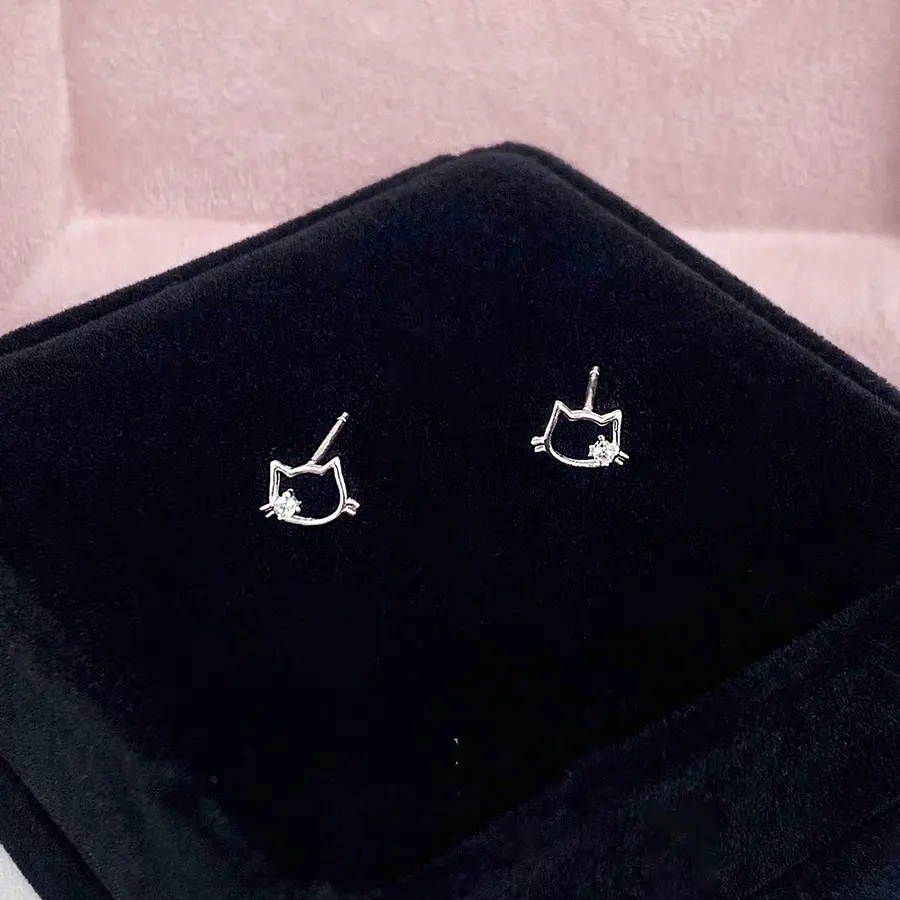 Bông Tai Mèo Kitty Dành Cho Phụ Nữ, Bạc Sterling 925, Phong Cách Mới Đơn Giản, Màu Vàng, Thiết Kế Độc Đáo Hoạt Hình Ngọt Ngào Và Dễ Thương