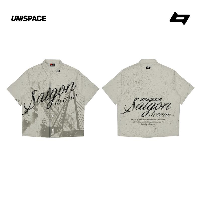 Áo sơ mi local brand By Unispace form rộng tay lỡ unisex nam nữ Saigon Dream