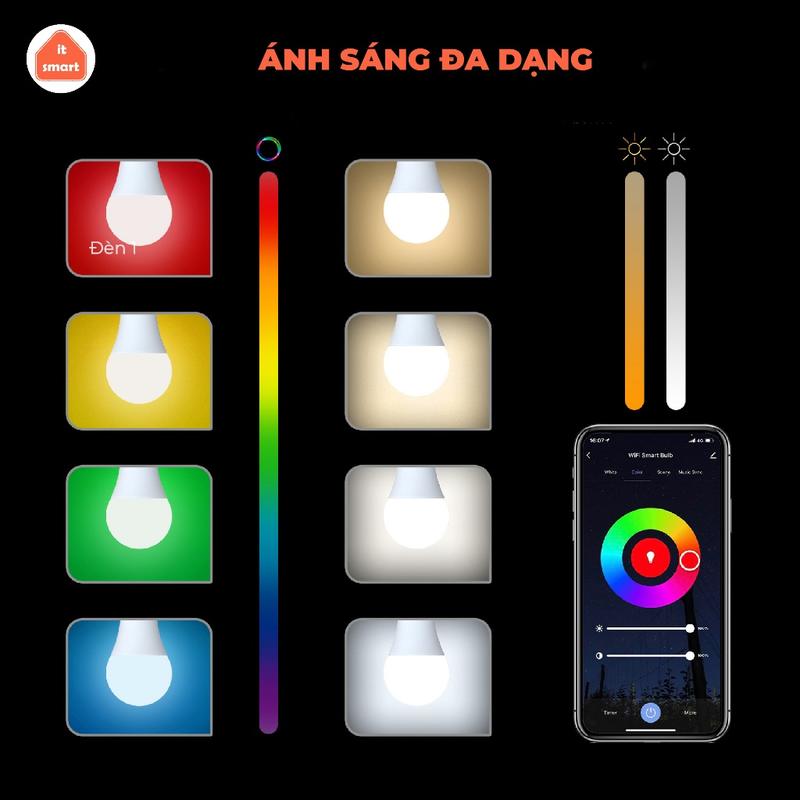 Bóng đèn thông minh Tuya Moes wifi công suất 9-14W điều khiển giọng nói, hẹn giờ tắt bật 5