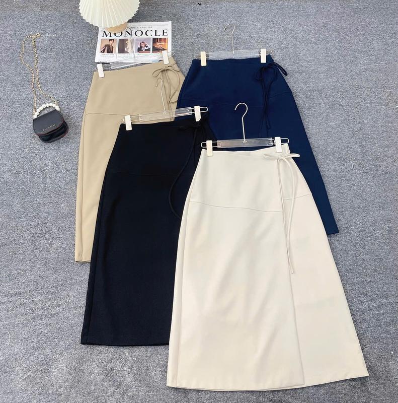 Chân Váy Dáng A Dài Có Tà Chéo Buộc Dây Nơ Nhỏ Lala Fashion Mã 4645
