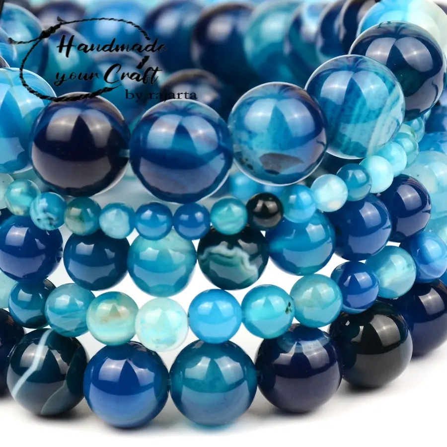 [6PCS] Butir Batu Blue Stripe Agate | Kode : BT-78