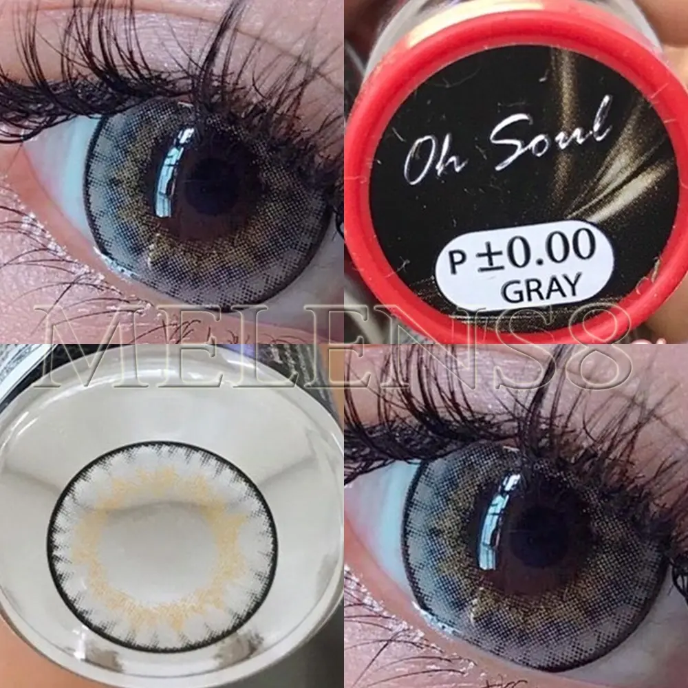 "มีค่าสายตา" ตาโต คอนแทคเลนส์ Oh soul ฝาแดง (Pitchy lens) ตาแบ้ว ตาหวาน  สีเทา สีน้ำตาล ลายฮิต