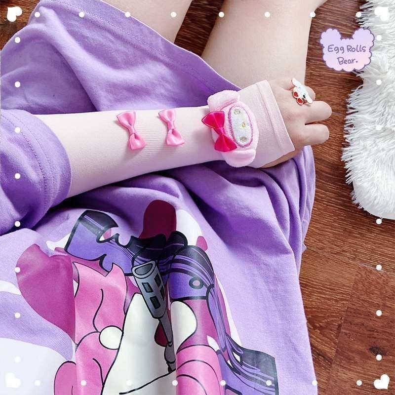 Product Introduction of Tay Áo Băng Sanrio, Dễ Thương, Dành Cho Nữ, Kuromi, My Melody, Hello Kitty, Tay Áo Bảo Vệ Cánh Tay Chống Nắng, Mùa Hè, Dài Không Ngón, Dụng Cụ Giữ Ấm Cánh Tay, Phụ Kiện Quần Áo Sport Chạy Xe Đạp 12
