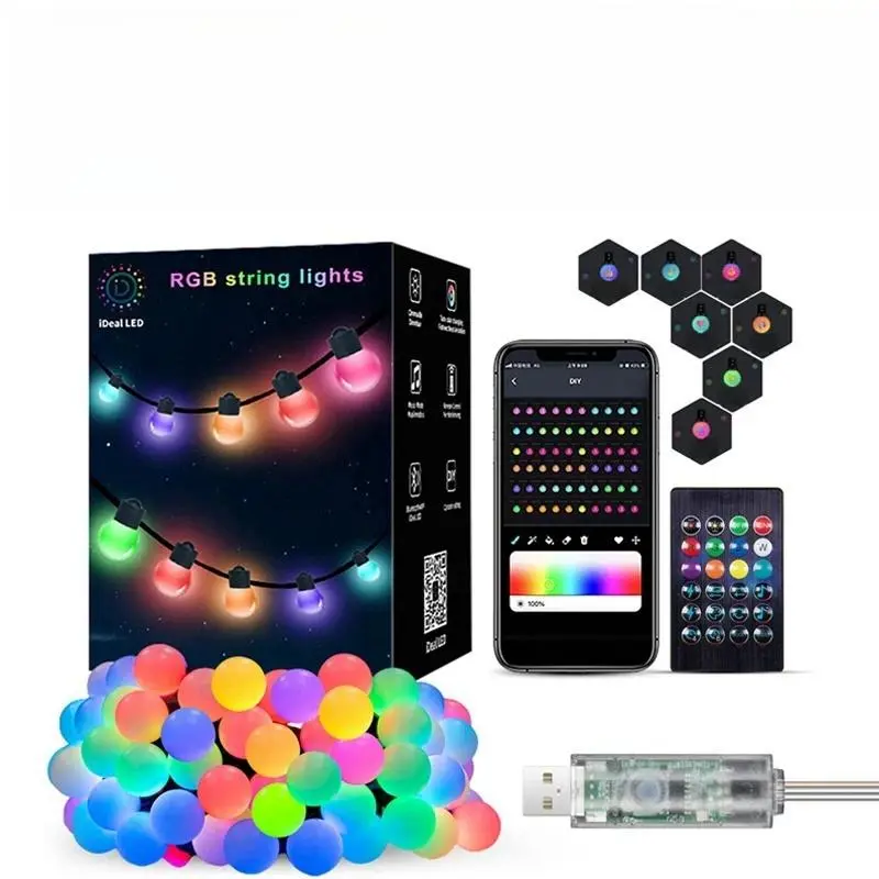 RGB Smart String Light, IP65 Waterproof LED String Light, DIY Scene Light, Outdoor Decorative Light For Wedding Party Garden