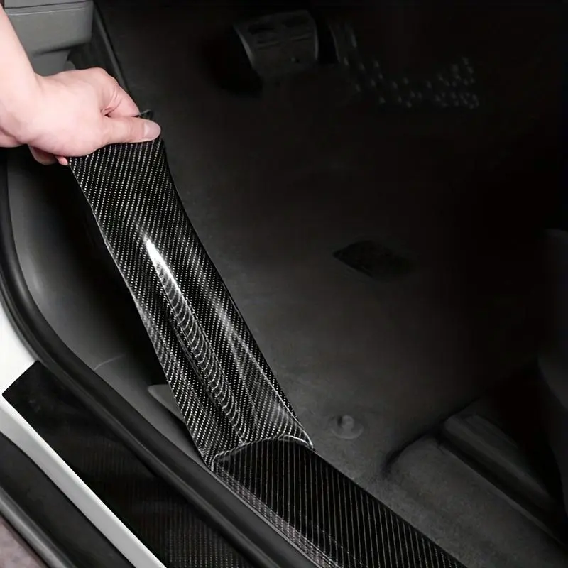 Carbon Fiber Pattern Car Sticker, Waterproof Car Door Sill Protector, Car Side Mirror Protector, Universal Car Exterior Accessories 4