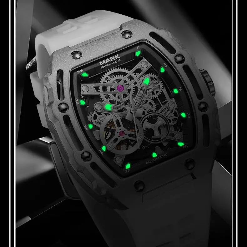 Đồng hồ cơ automatic nam Mark FairWhale size 43mm máy tourbillon chống nước 3ATM phong cách thể thao 6