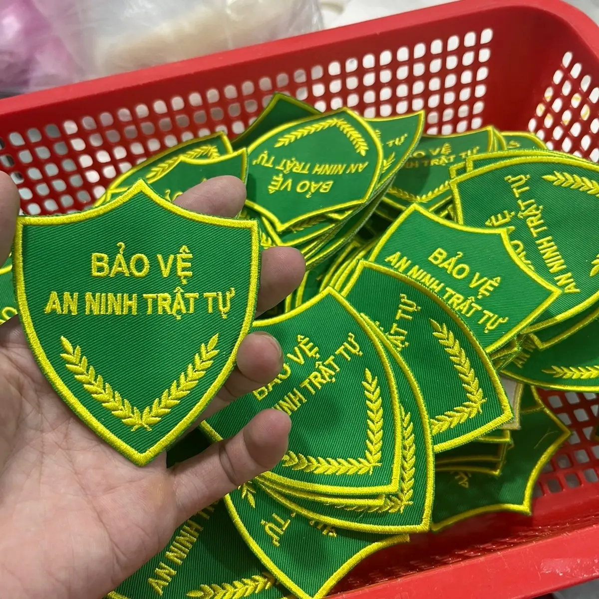 Logo Bảo vệ An Ninh Trật Tự (Miếng Patch vải thêu may lên áo đồng phục an ninh cơ sở)