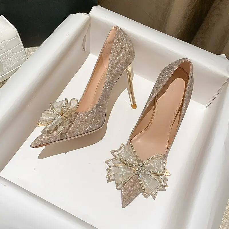 [Big size 42 Ada] BINE 220 SEPATU HEELS PESTA IMPORT KOREA HEELS CANTIK WEDDING HEELS Silver/Gold
