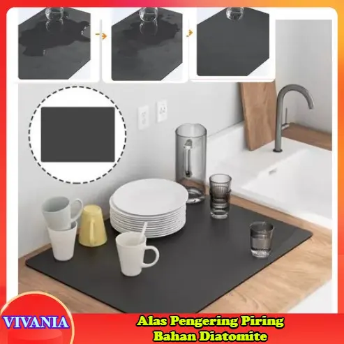 VIVANIA - J2 Alas Pengering Piring Bahan Diatomite / Alas Penyerap Air Wastafel / Tebal Lembut