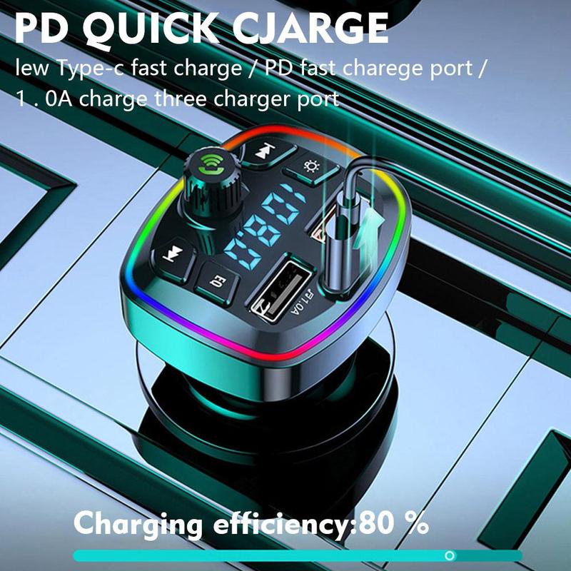 Product Introduction of Car Hands-Free Bluetooth-compaitable 5.0 FM Transmitter Car Charger USB Audio Kit Receiver J5N2 33