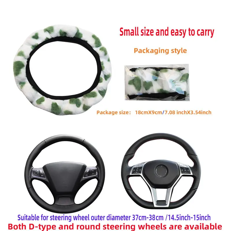 Car Steering Wheel Cover, Cute Heart Pattern Steering Wheel Cover, Car Interior Accessories For Daily Life 3