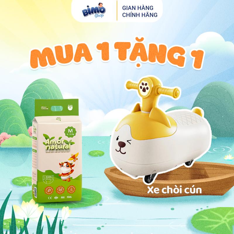 (1A) [DEAL HOT - TẶNG XE CHÒI CÚN] - 1 Bịch Tã/Bỉm Dán/Quần AMOR NATURAL VIỆT NAM Thoáng Khí Mỏng Nhẹ Cho Bé