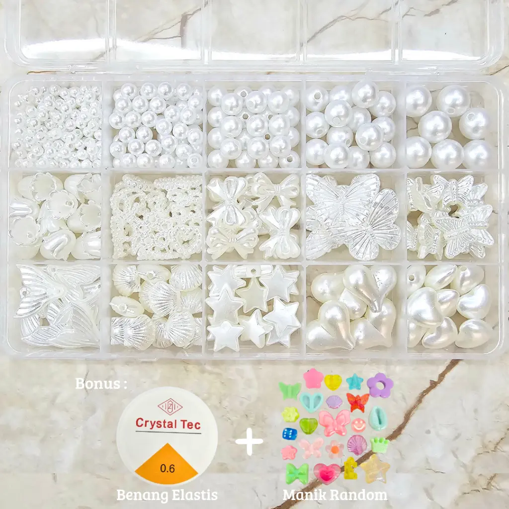 DIY Manik Manik Murah Lucu 1 Box (Gratis Benang Elastis + Manik Random) - SM022 Kerajinan