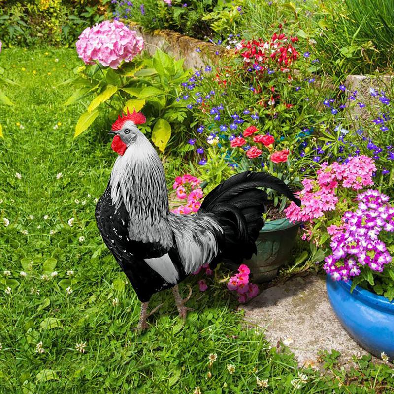 Rooster Decor Realistic Life-like Ornamental Double-sided Printing Acrylic Garden Statue Chicken for Yard 8