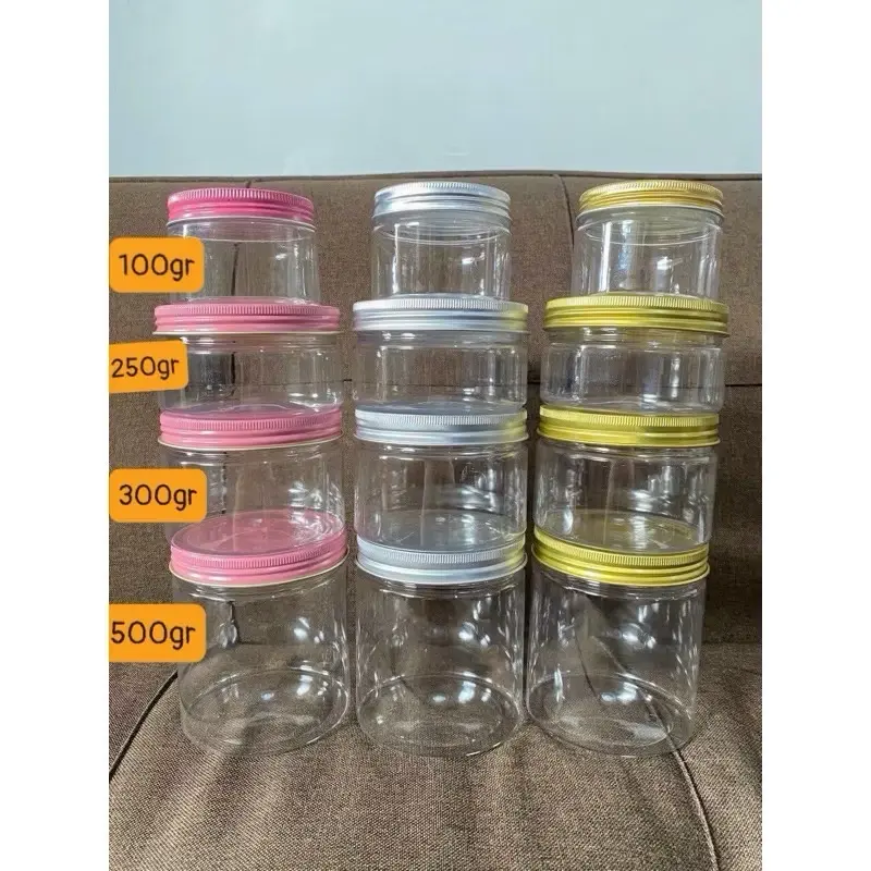 (Combo 10 hủ ) pet trong nắp màu 100g-200g-250g-300g đựng kem body,gia vị ,tp 1