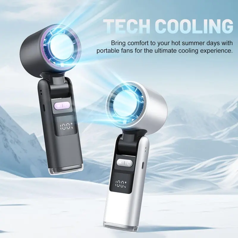 Portable Handheld Turbo Fan, 5 Gear Wind Rechargeable Handheld Fan, Air Turbo Tech Cooling Fan for Outdoor Activities, Travel, Working, Multifunction Cooler, Ventilation 2