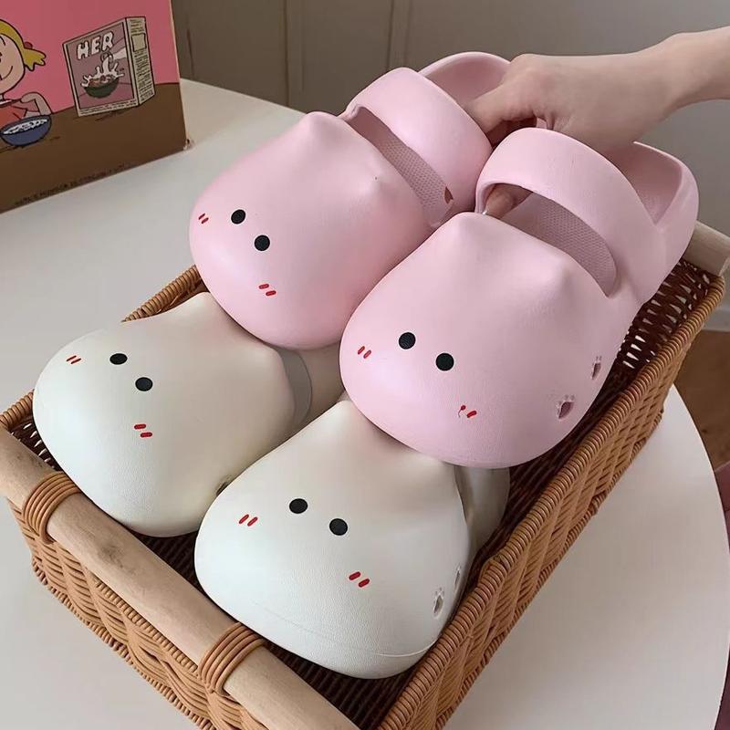 Chân Trượt Thoáng Khí Cho Nữ, Thiết Kế Hình Mèo Dễ Thương, Thích Hợp Mặc Mùa Hè, Đế Dày, Chống Trượt, Dép Lê Mũi Đi Biển, Kiểu Dáng Như Phân 1