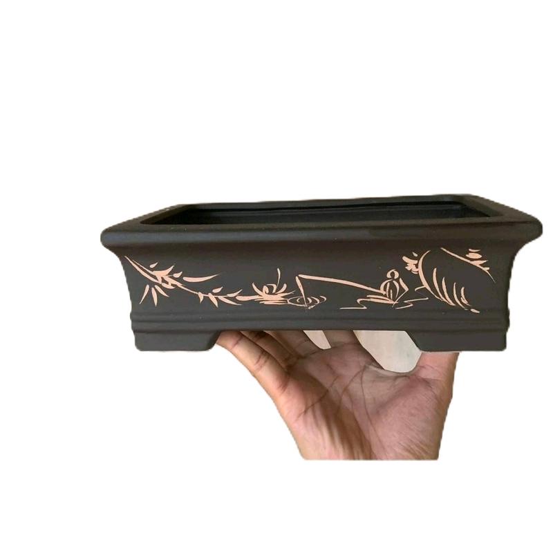 Chậu gốm thủ công size phủ bì 24x17x7trồng bonsai.