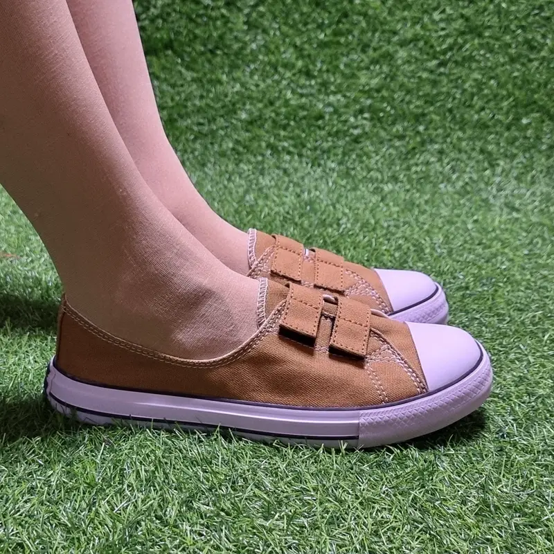 Sepatu Kerja Wanita Flat Shoes Velcro Terbaru Slip On Loafers Kanvas Import Karet Lentur Empuk Kekinian 8