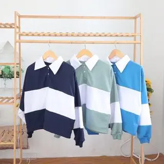 CLAIRE STRIPE OVERSIZE BABY TERY Polo Atasan  Wanita 1